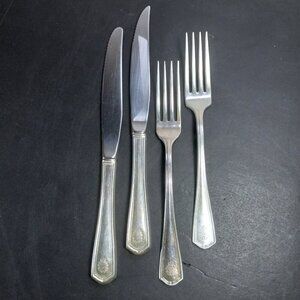 Canadian Armed Forces Vintage Flatware Lot Silver Plated Oneida 2 Forks 2 Knives